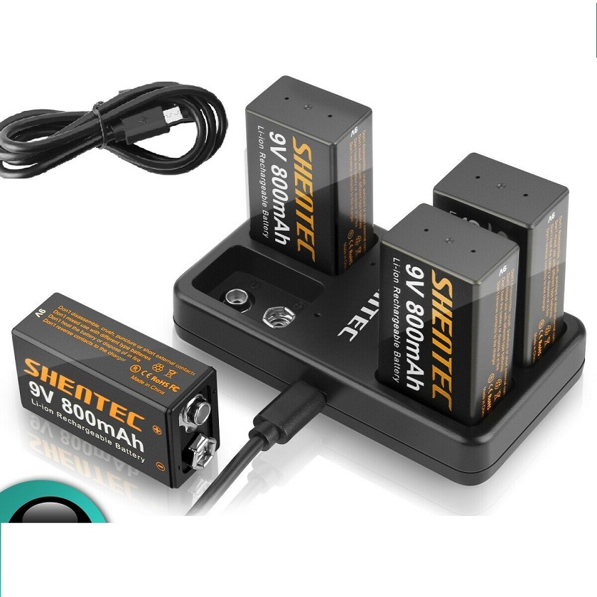 μπαταρία για 4 slot USB charger + 9 volt block Lthium rechargeable Li-ion συμβιβάσιμος - Πατήστε στην εικόνα για να κλείσει