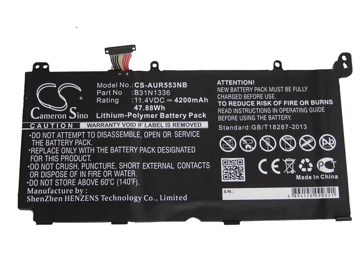 μπαταρία για ASUS R533L R553LN K551L K551L K551LN V551L S551L S551LN B31N1336 συμβιβάσιμος