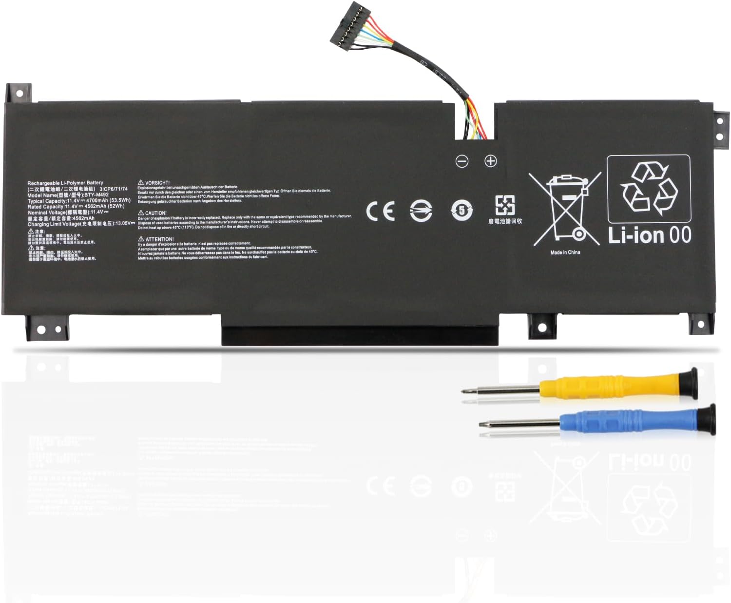 μπαταρία για MSI Katana WF66 WF76 11UI 11UI 11UJ BTY-M492 3ICR6/71/74 συμβιβάσιμος