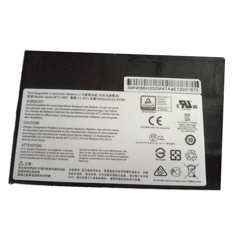 μπαταρία για BTY-M6F MSI MS-16H2 GS60 2PC 2PE 2PL 2QC 2QD 2QE 6QC 6QE συμβιβάσιμος