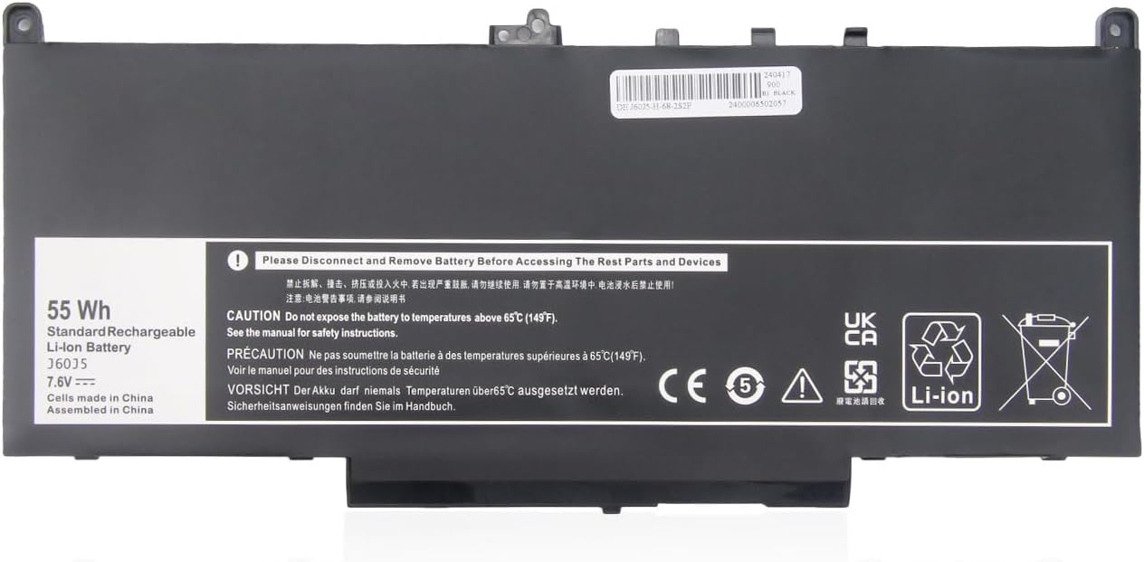 μπαταρία για J60J5 R1V85 451-BBSX MC34Y 242WD 7.6V 55WH Dell Latitude E7270 E7470 συμβιβάσιμος