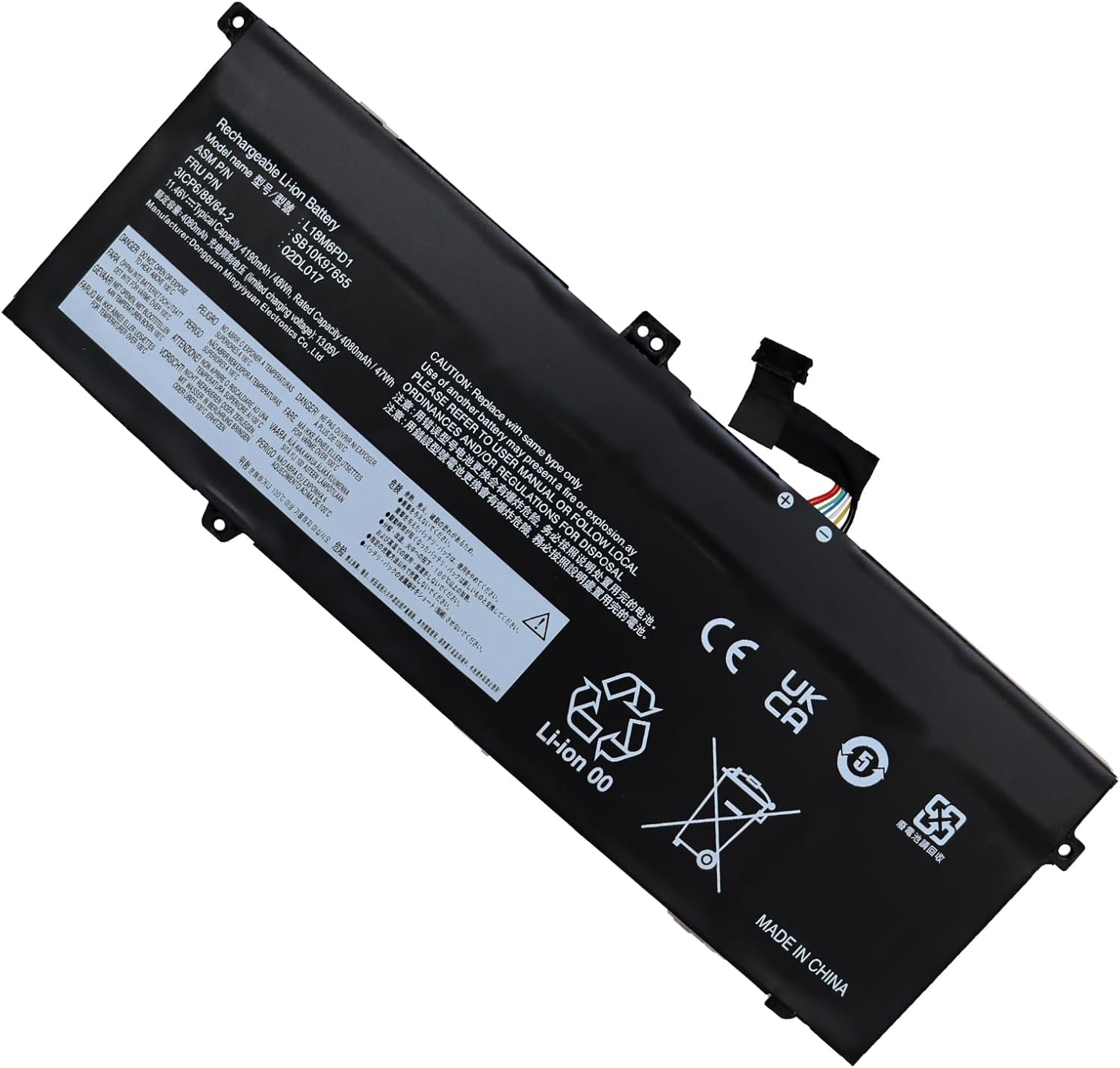 μπαταρία για L18M6PD1 Lenovo ThinkPad X13 X390 X395 L18M6PD2 02DL018 L18C6PD1 11.46V 48Wh συμβιβάσιμος