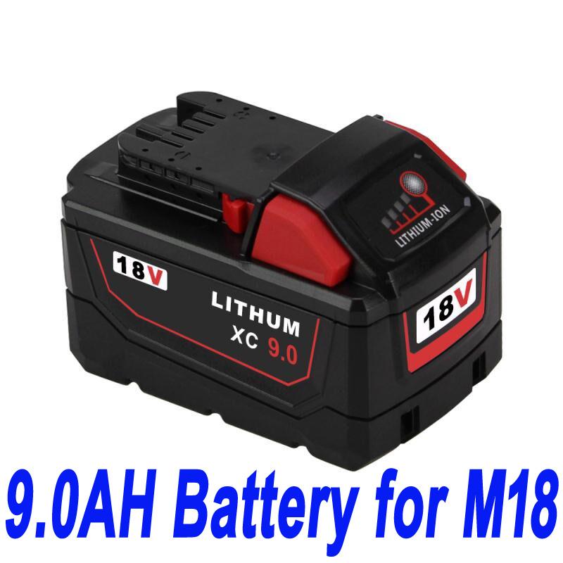 μπαταρία για 18V 9.0Ah For Milwaukee M18 M18B4 48-11-1828 Red Lithium Ion XC 9.0 συμβιβάσιμος - Πατήστε στην εικόνα για να κλείσει